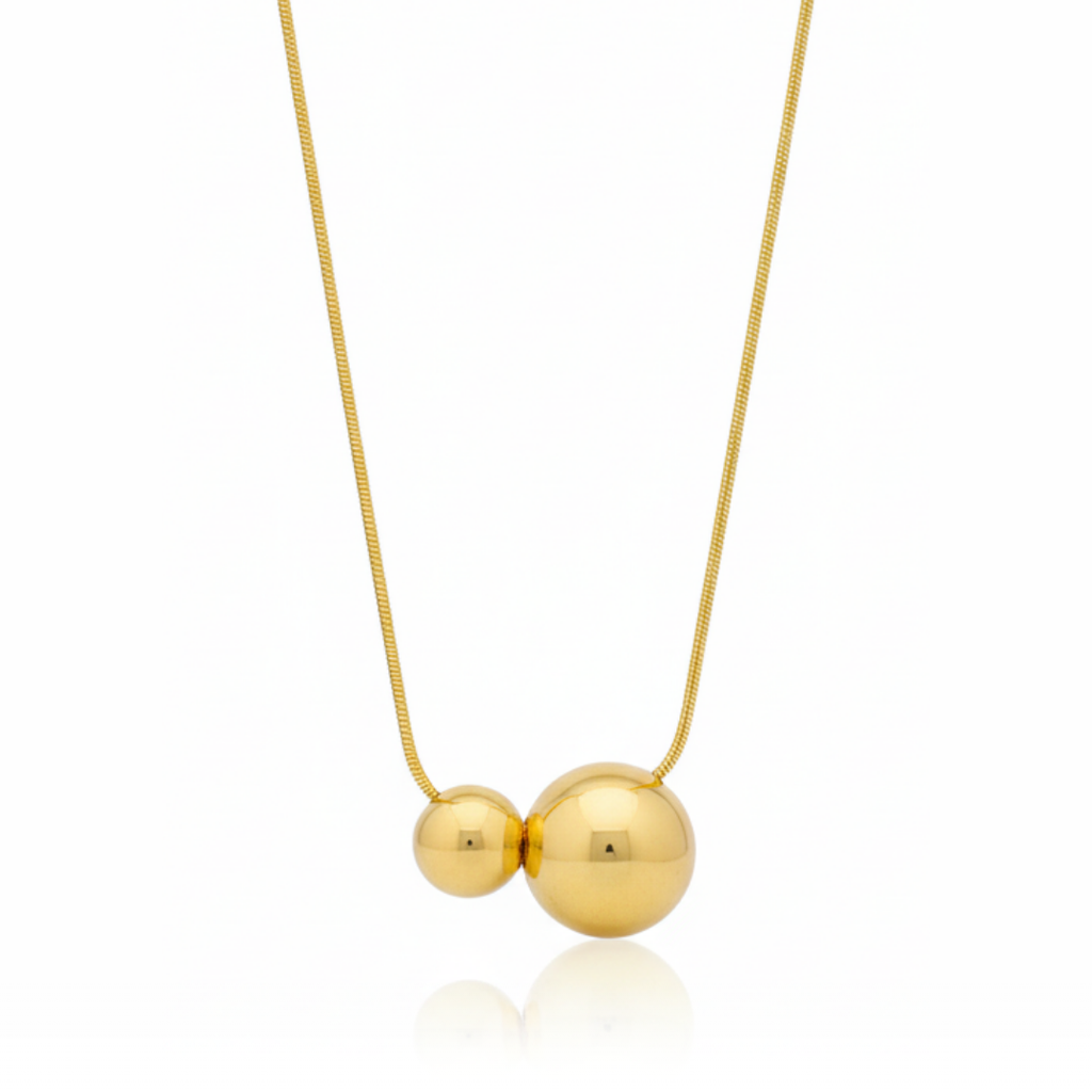Two Drop Ball 18K Gold-Plated Necklace