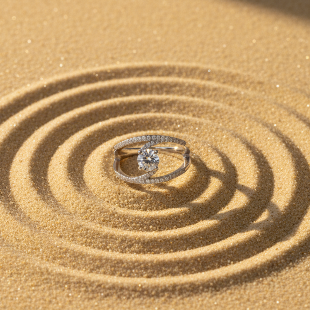 Sculptural Bypass Pave Ring