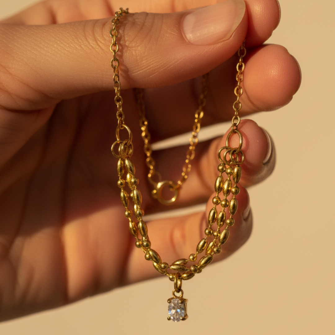 18k Gold-Plated Bauble Cluster Zircon Necklace