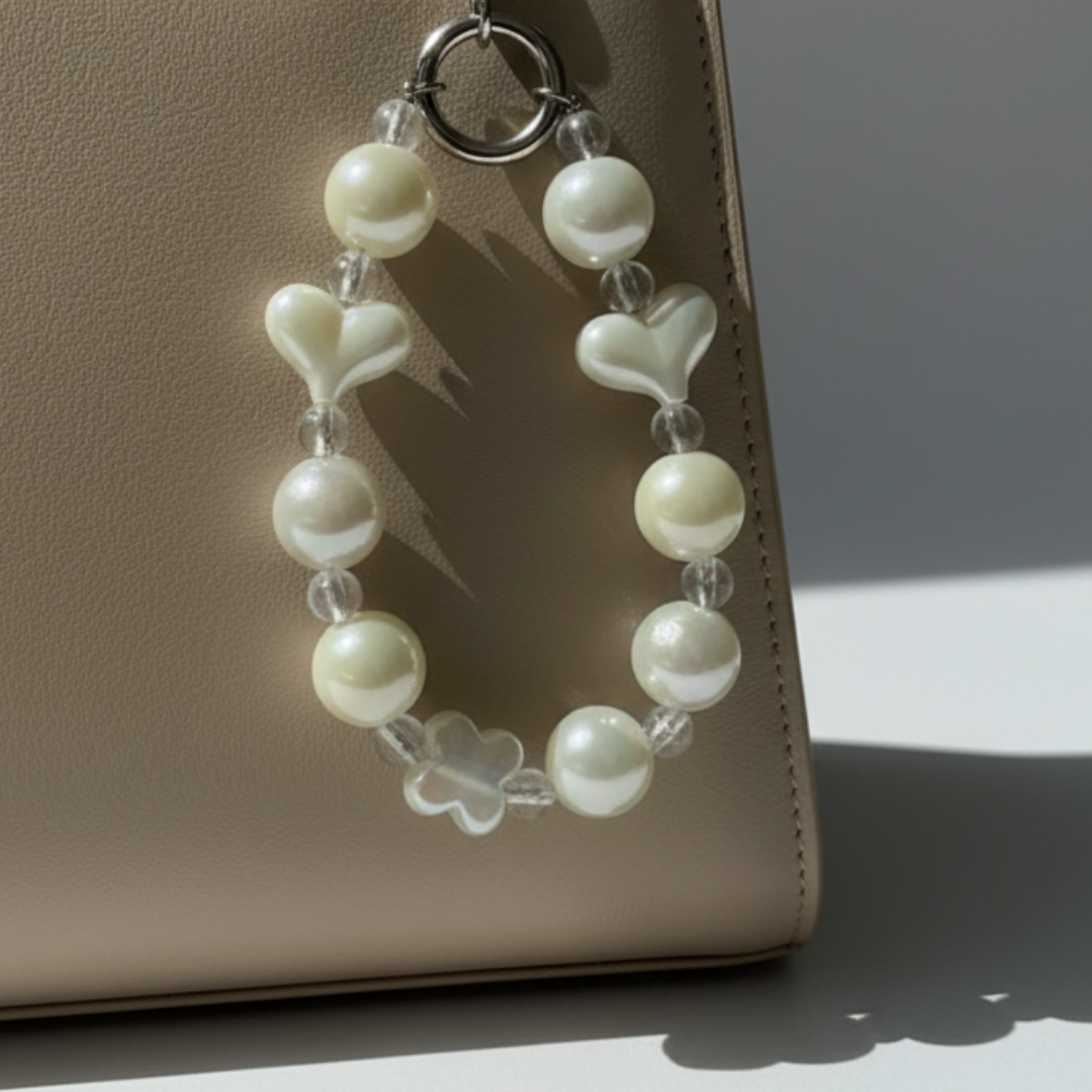 pearly white mobile charm