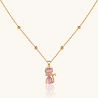 Pink Meow Necklace - 18k Gold ( Demi Fine )