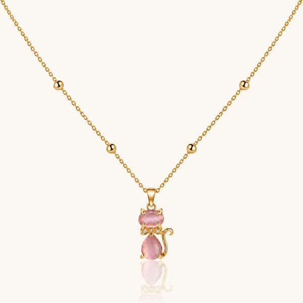 Pink Meow Necklace - 18k Gold ( Demi Fine )