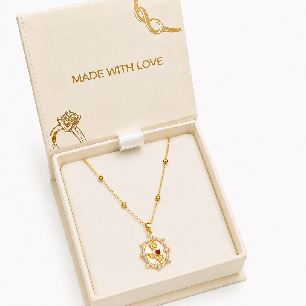 Crystal Rose Frame Necklace