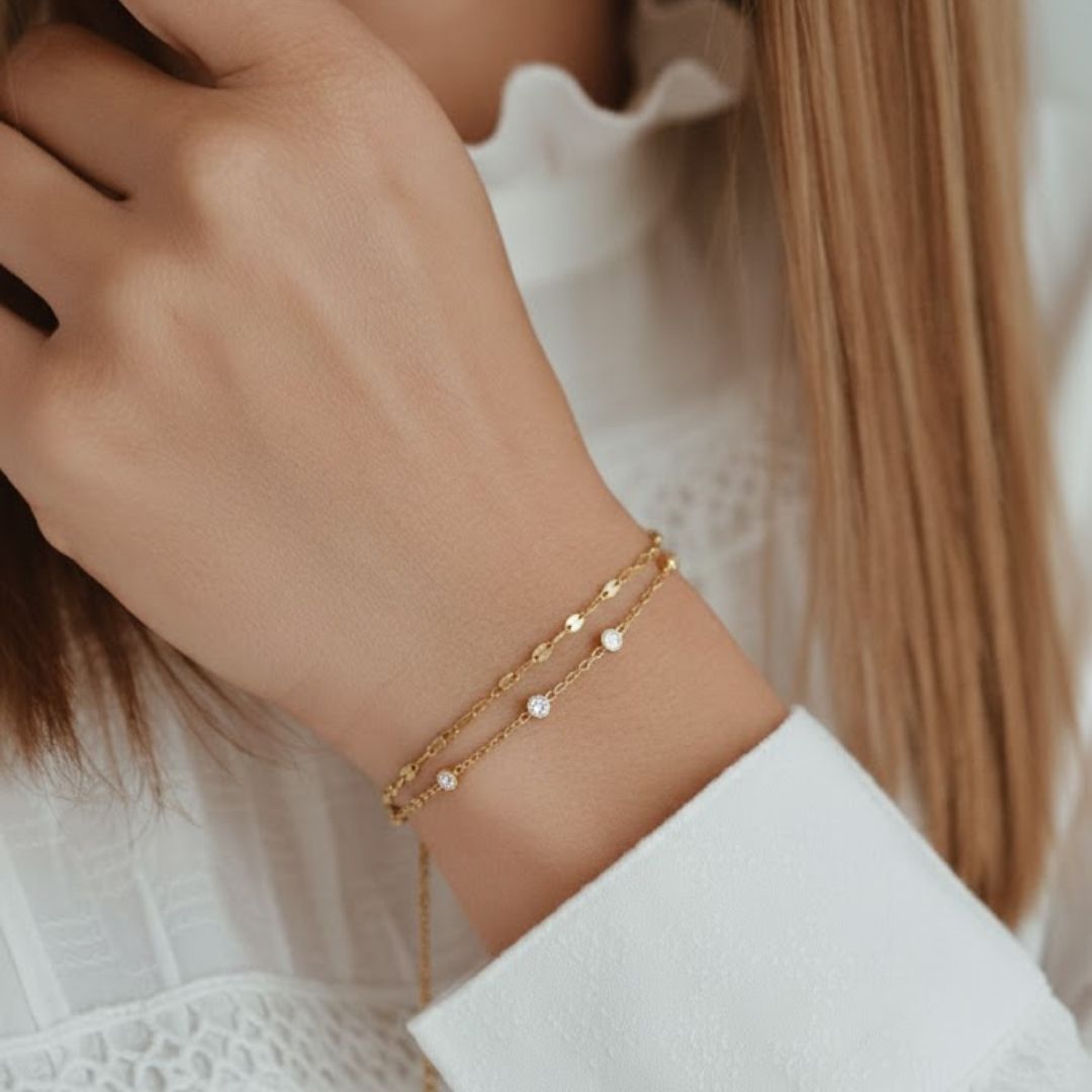 White Sparkle Line Bracelet