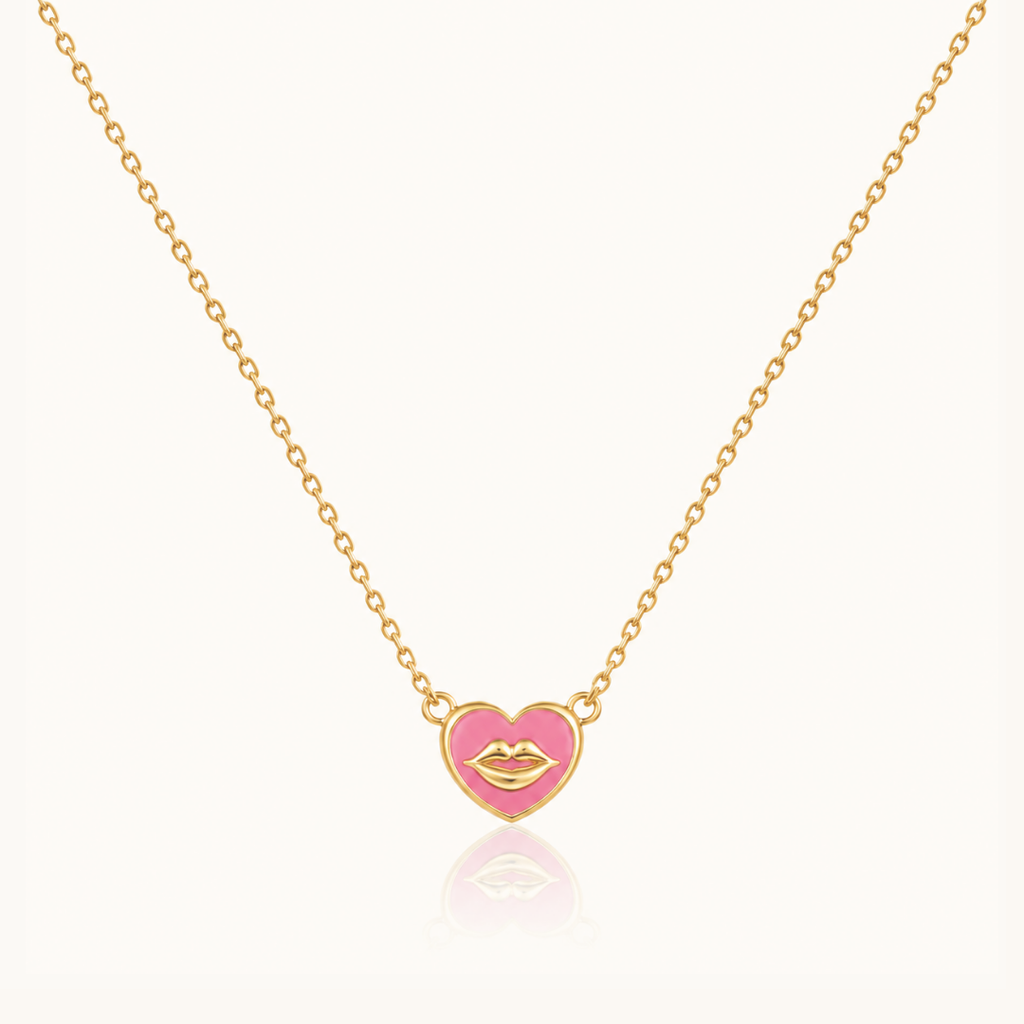 Pink Kiss necklace - 18k Gold (Demi Fine)
