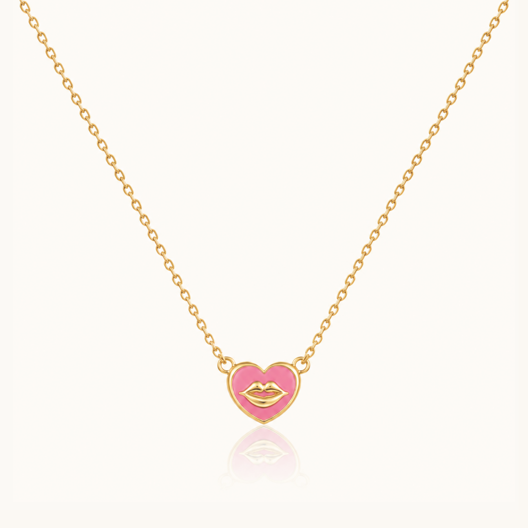 Pink Kiss necklace - 18k Gold (Demi Fine)