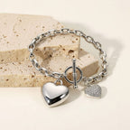 Heart Lock Bracelet - Rhodium Fine