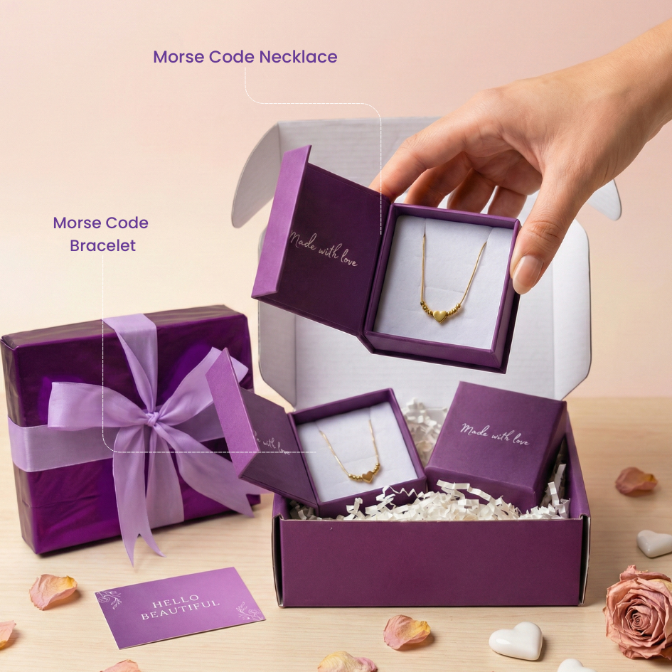 Morse code heart initial couple necklace+ Morse code heart initial couple bracelet .
-