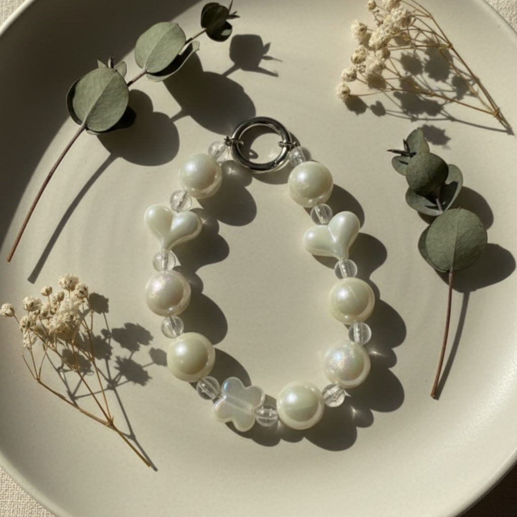 pearly white mobile charm