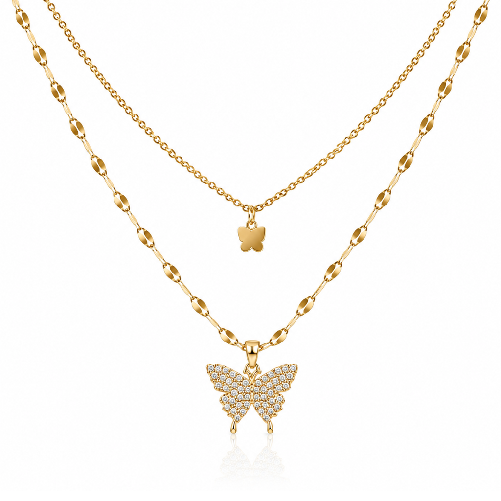 Crystal Flutter Layered Necklace