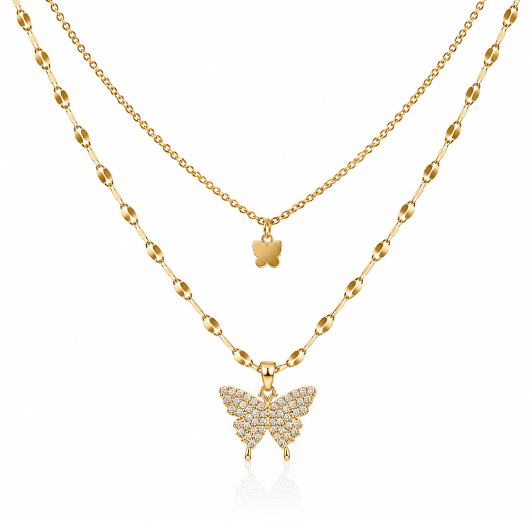 Crystal Flutter Layered Necklace