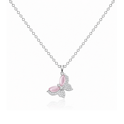 Pink Opalescent Butterfly Necklace