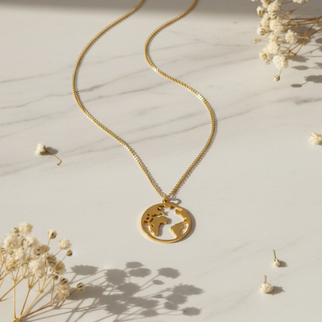 Earth Silhouette Pendant Necklace