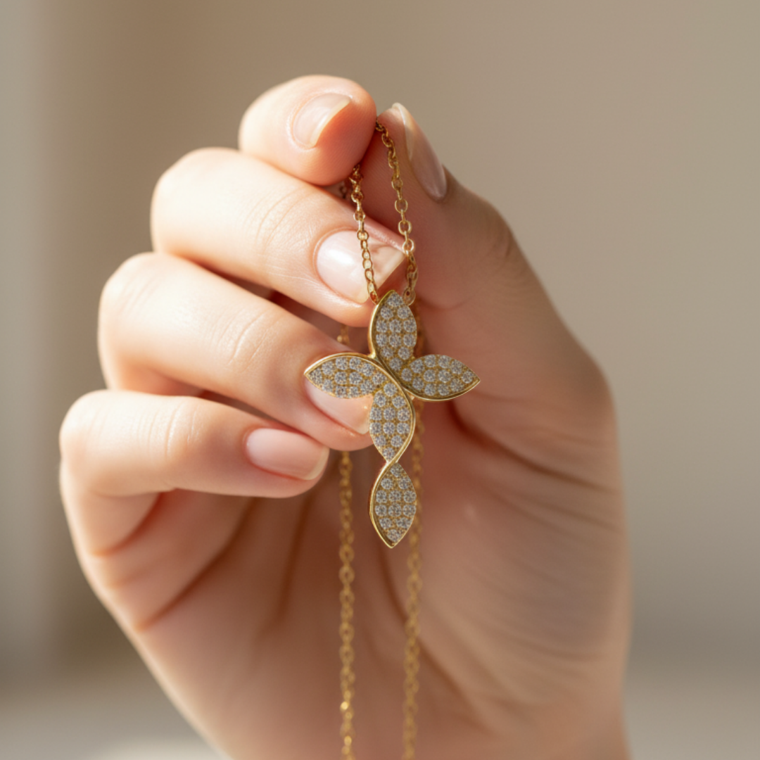 Classic Floral Zircon Diamond Necklace