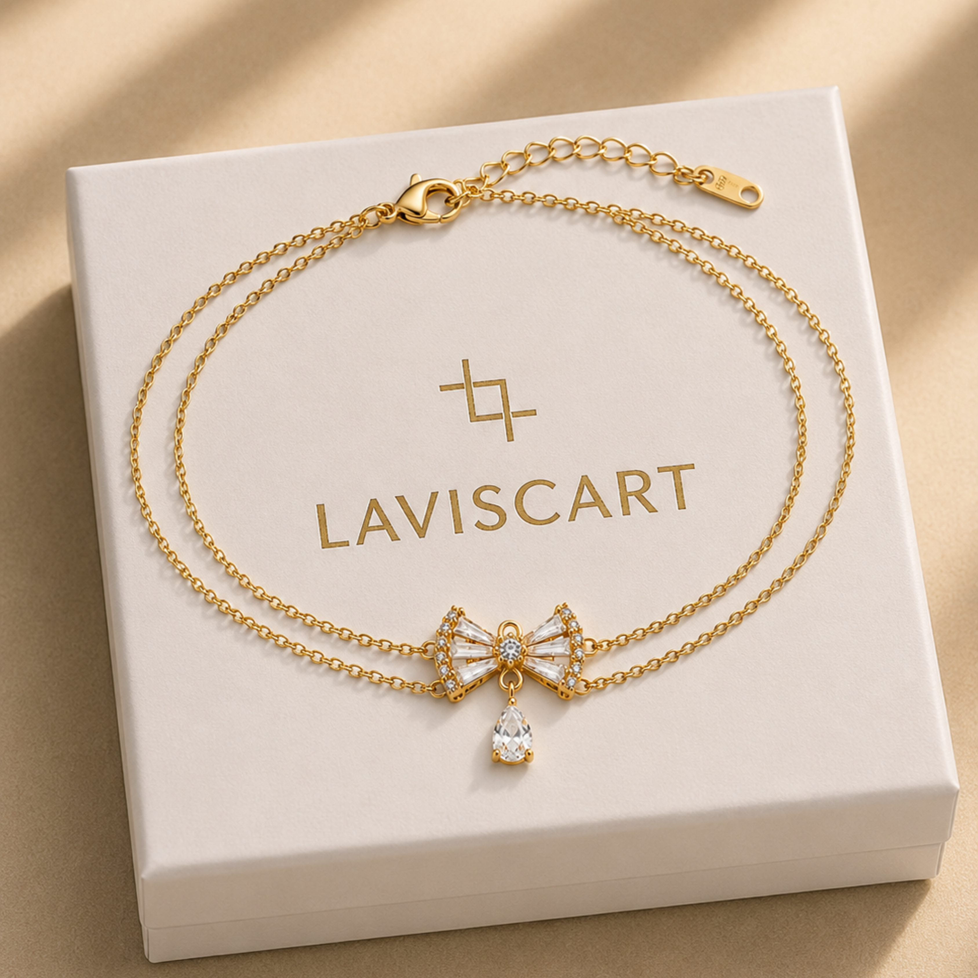 Crystal Bow Drop Anklet