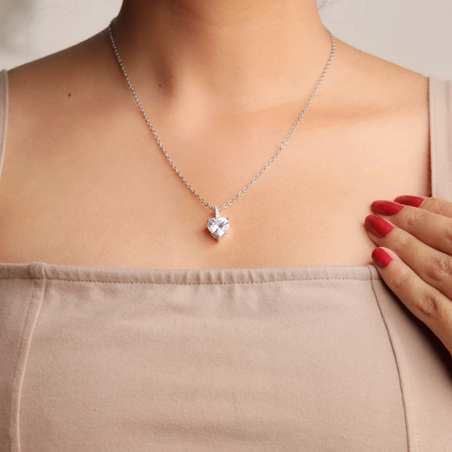 Heart-Shaped Zircon Pendant Necklace