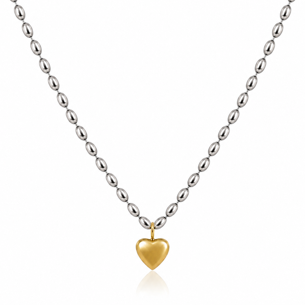 Golden Heart Necklace - Two toned (Demi Fine)
