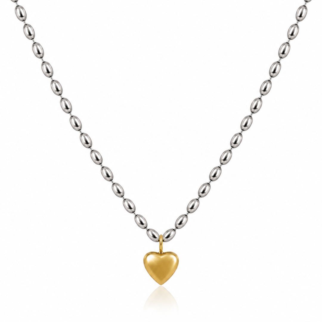 Golden Heart Necklace - Two toned (Demi Fine)
