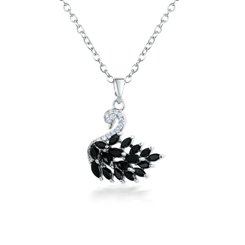 Zircon Black Swan Pendant Necklace