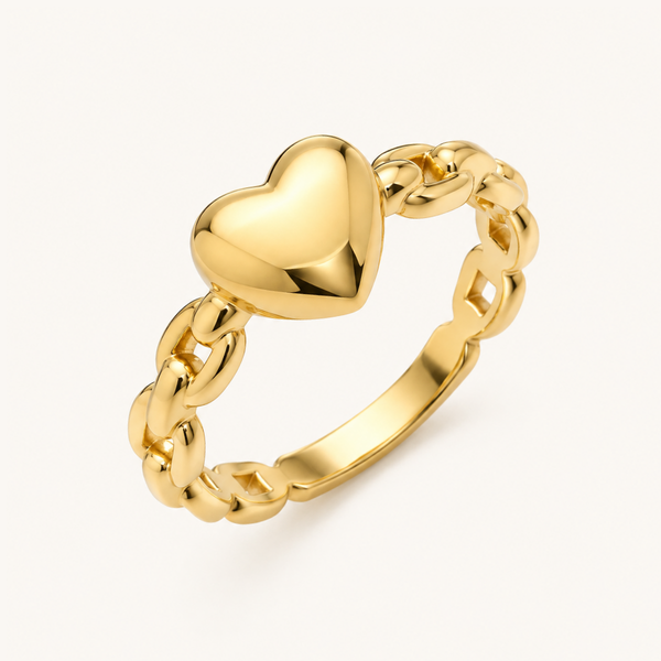 Heart Link ring - 18k Gold (Demi Fine)