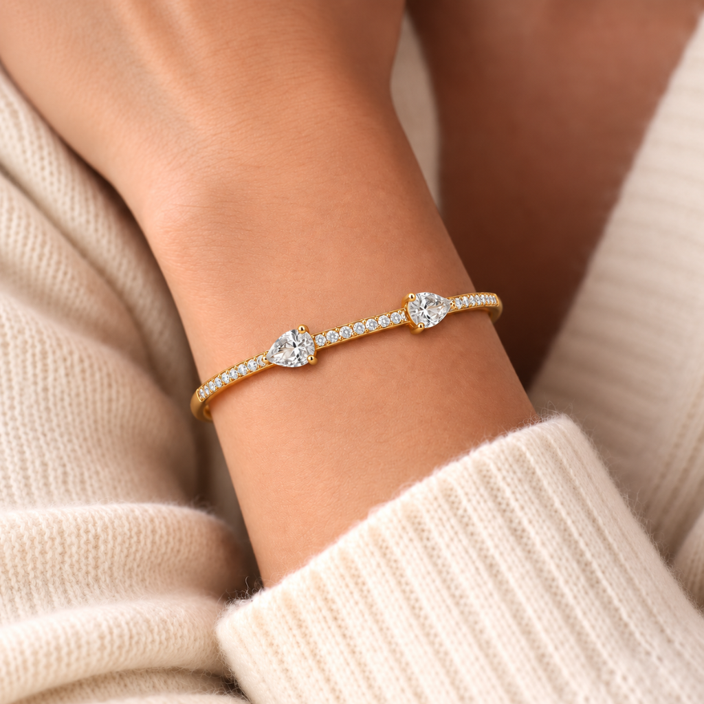 Twin Spark Kada - 18k Gold ( Demi Fine )