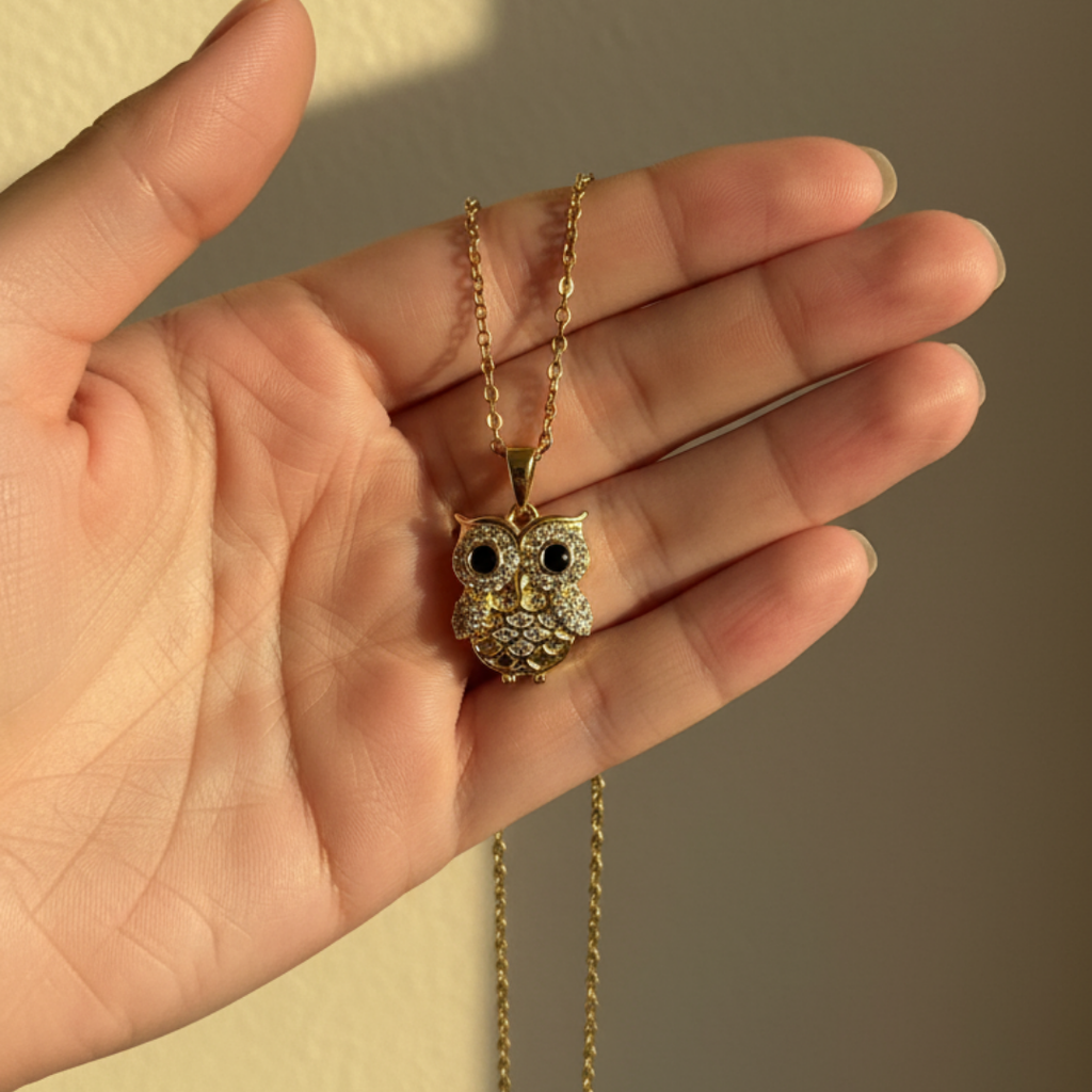 Owl Theme Zircon Diamond Necklace