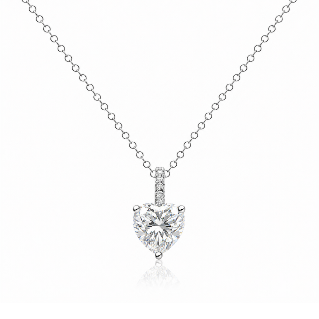 Heart-Shaped Zircon Pendant Necklace