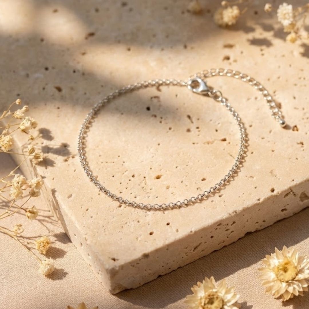 Silver Minimal Loop Anklet