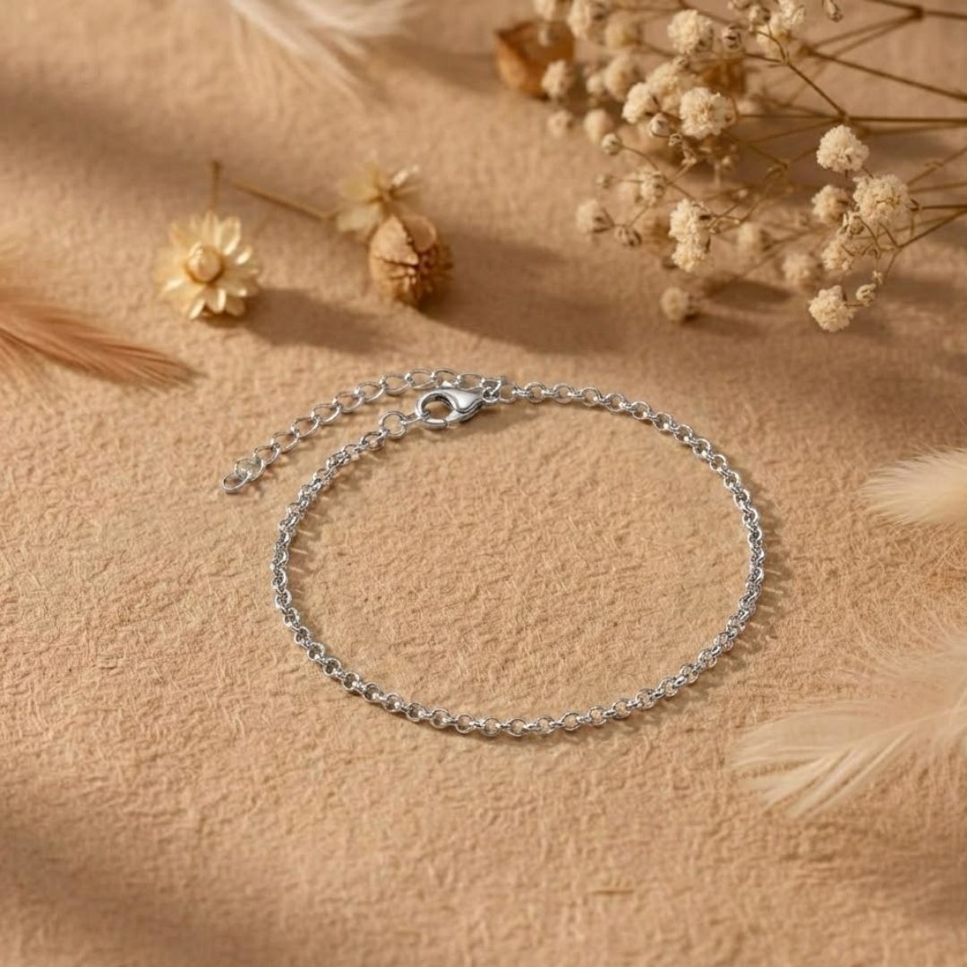 Silver Minimal Loop Anklet