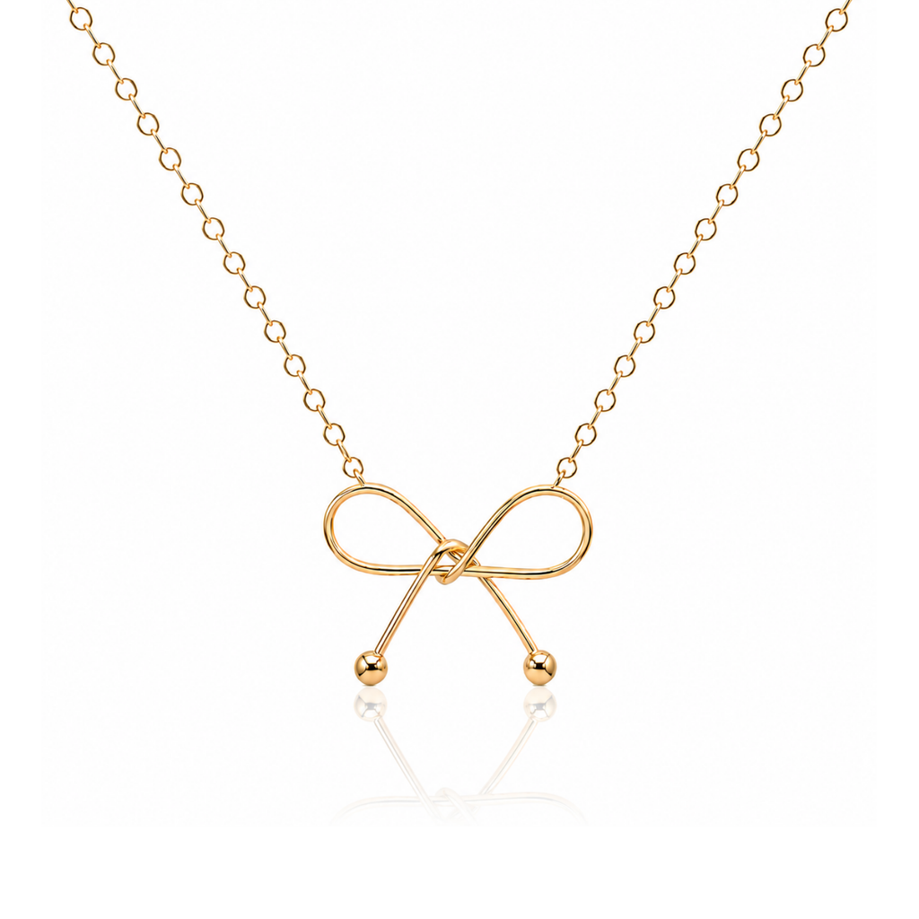 18k Gold Plated Opulent Ribbon Bow Necklace