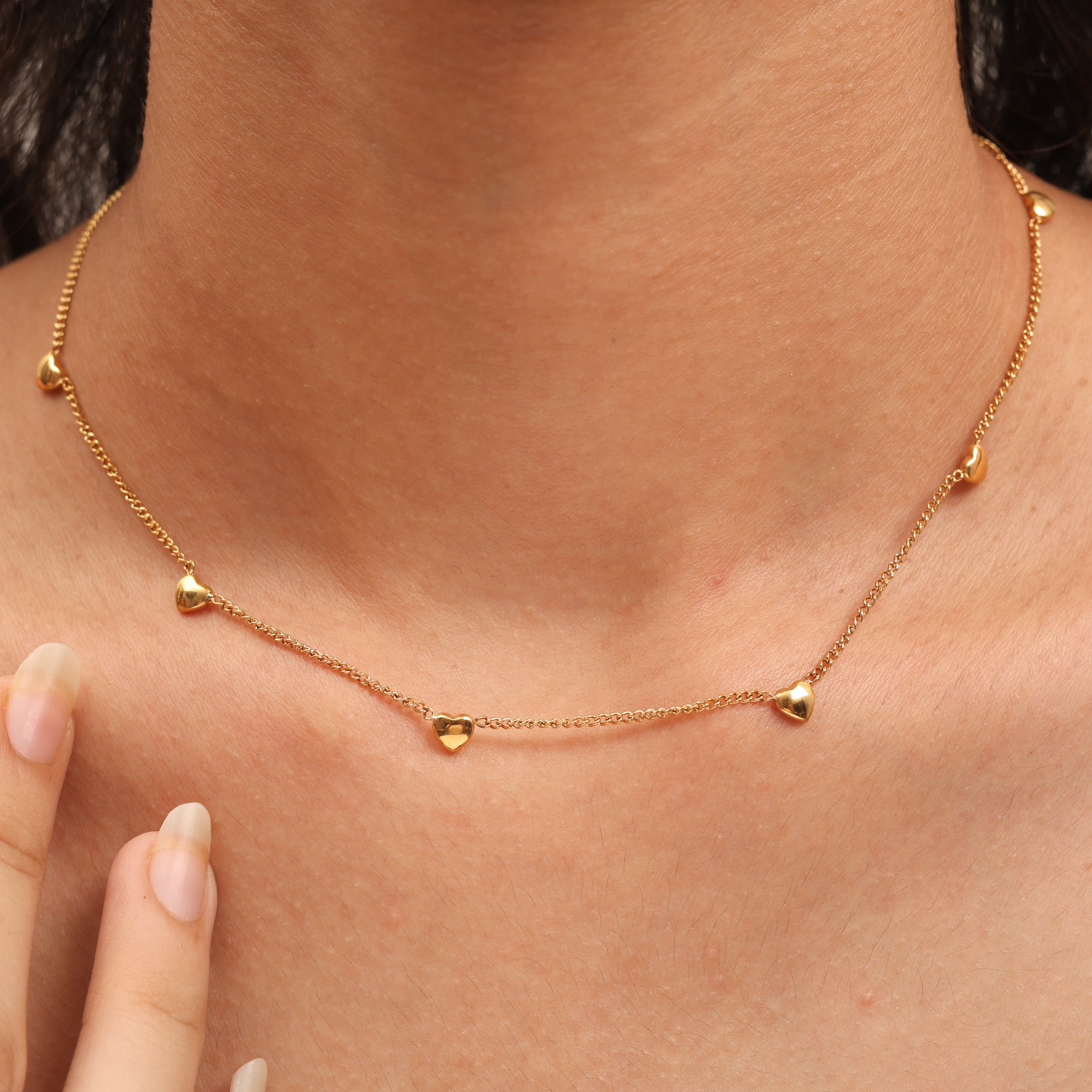 Scattered Heart Charm Necklace