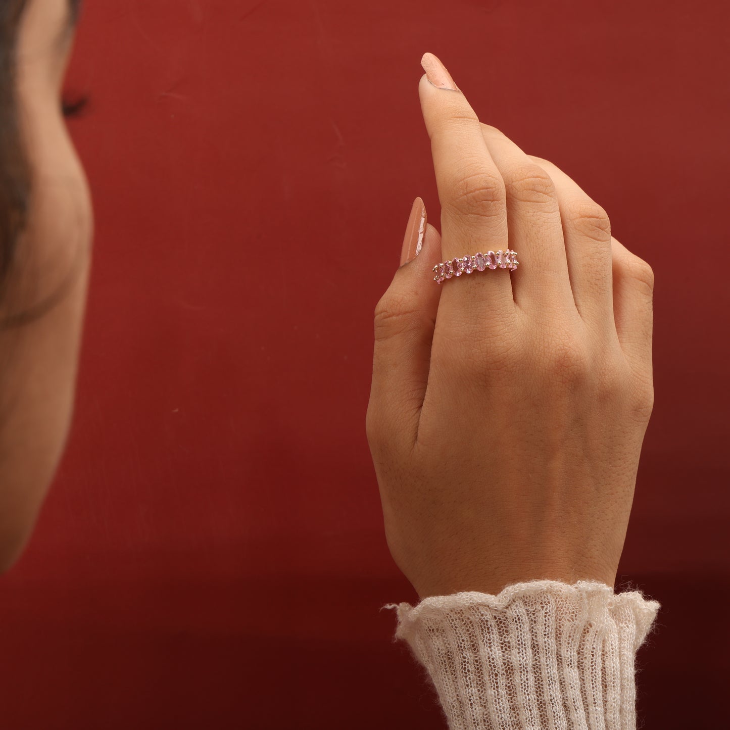 Ovaly Pink Zircon Ring