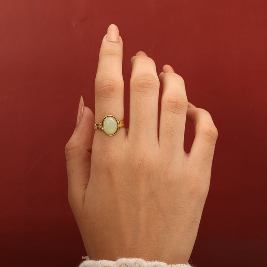 Caged Golden Green Ring