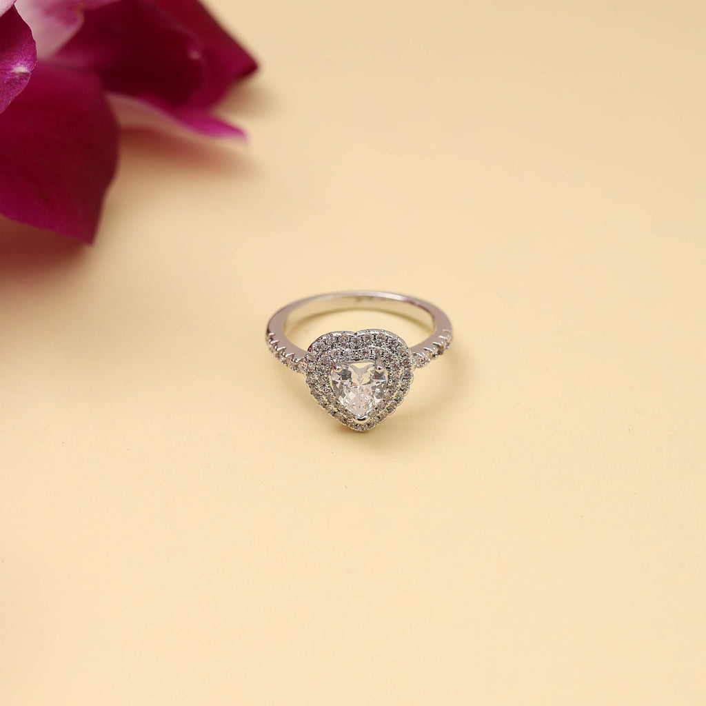 Heart-Shaped Double Halo Ring