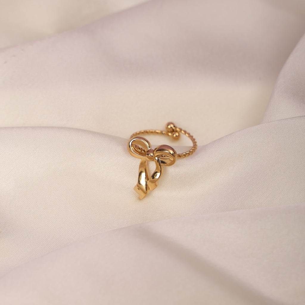 Golden Ribbon Bow Ring