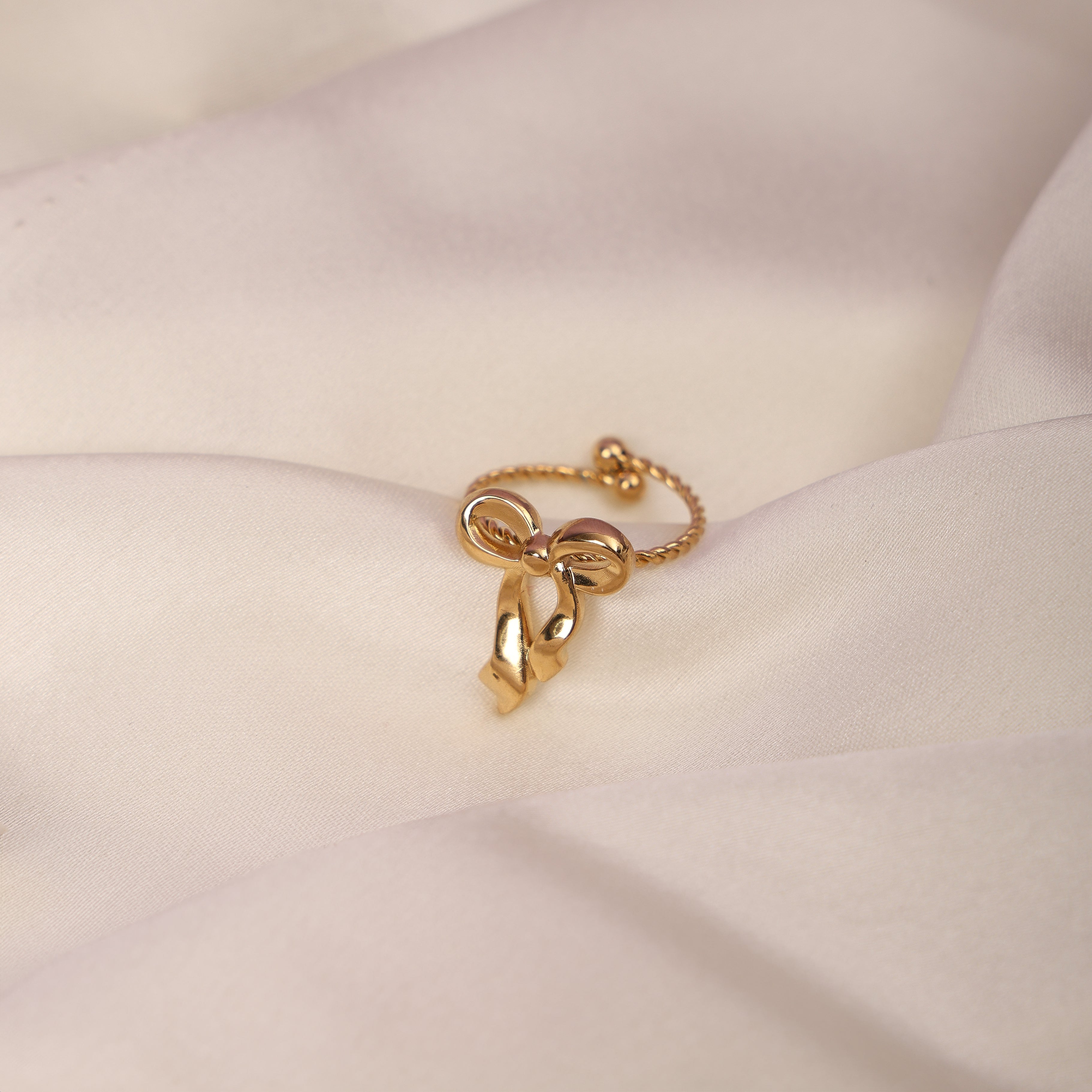 Golden Ribbon Bow Ring