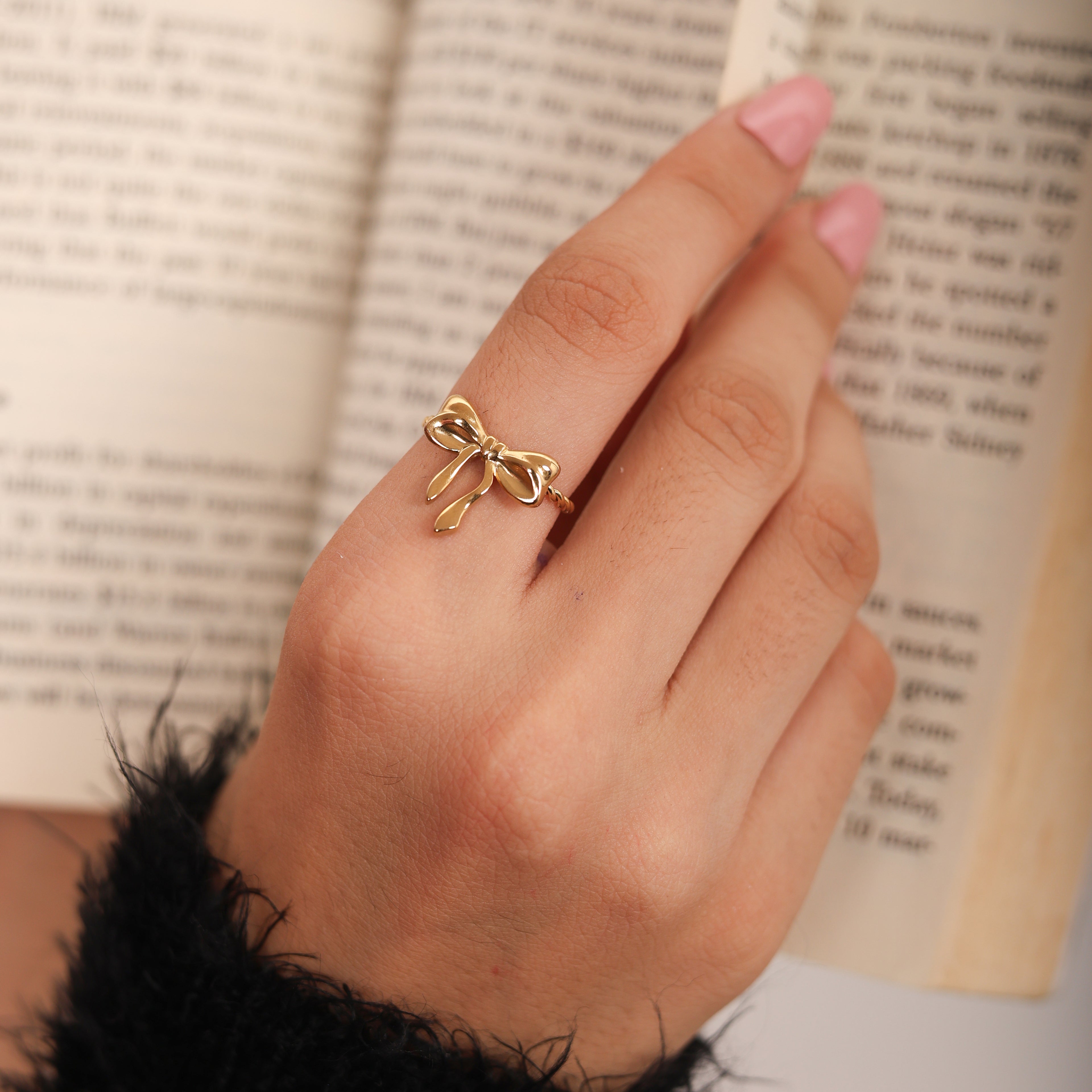 Gilded Bow Ribbon Ring