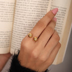 Golden Spherical Bypass Ring - 18K (Demi Fine)