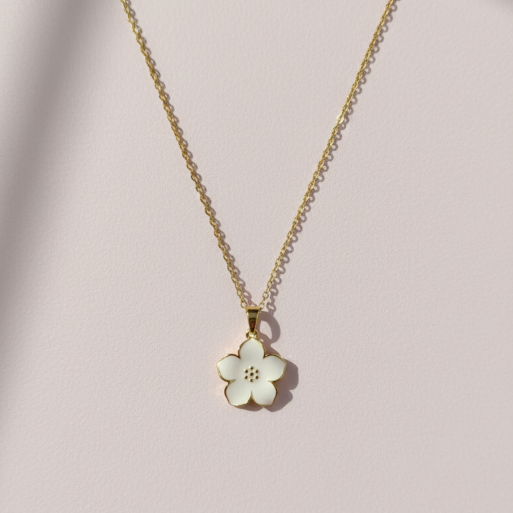 Solid Flower Charm Necklace