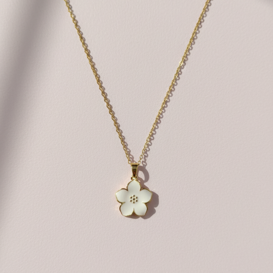 Solid Flower Charm Necklace