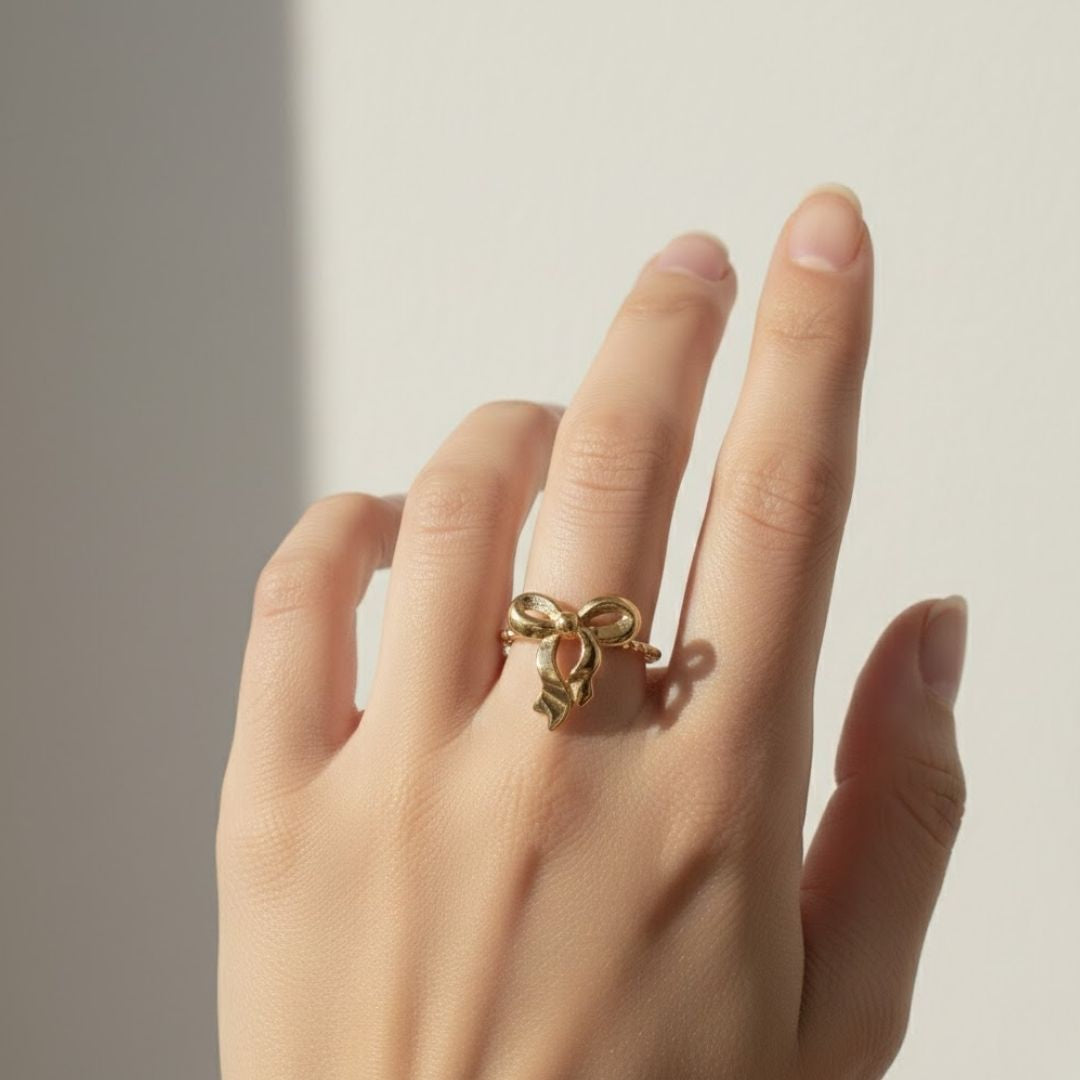 Golden Ribbon Bow Ring