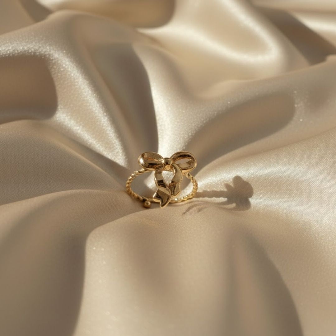 Golden Ribbon Bow Ring