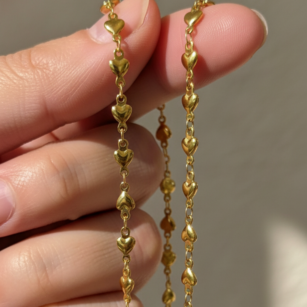 18k Gold-Plated Heart Necklace Chain