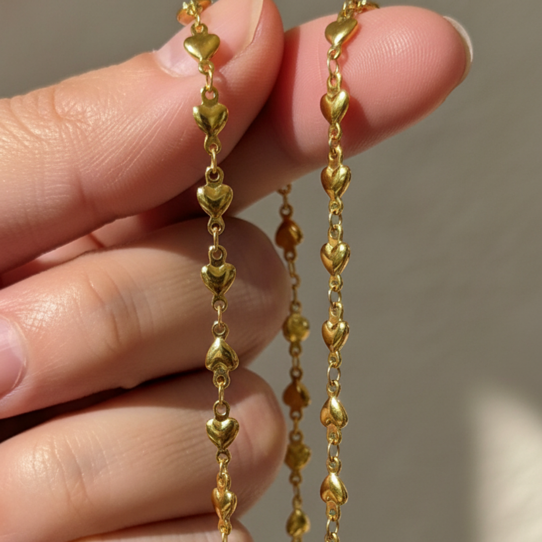 18k Gold-Plated Heart Necklace Chain
