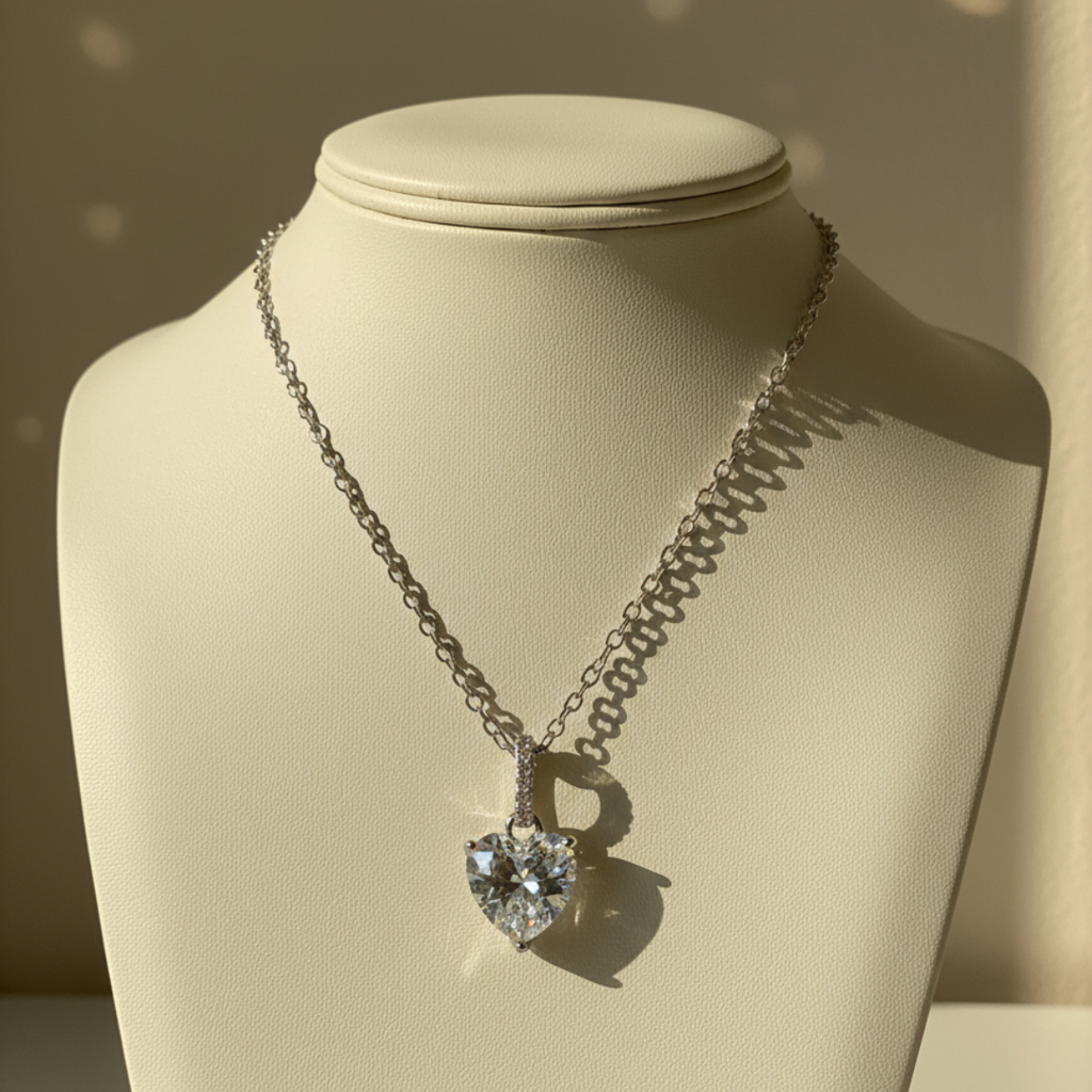 Heart-Shaped Zircon Pendant Necklace – Laviscart