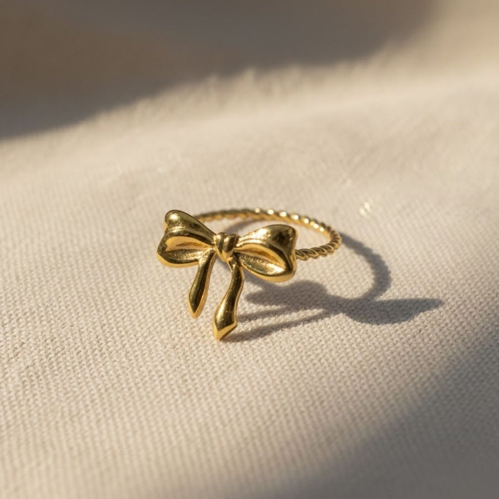 Gilded Bow Ribbon Ring