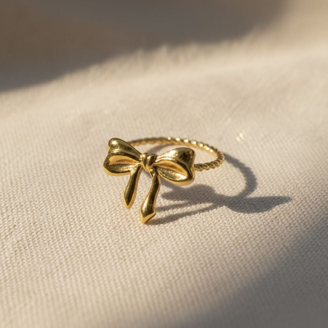 Gilded Bow Ribbon Ring