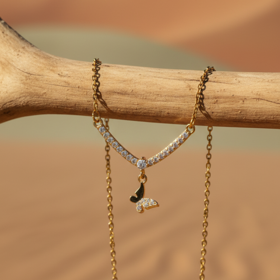 Minimalistic Butterfly Zircon Diamond Necklace