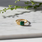 Emerald Marble Ring - 18k Gold (Demi Fine)