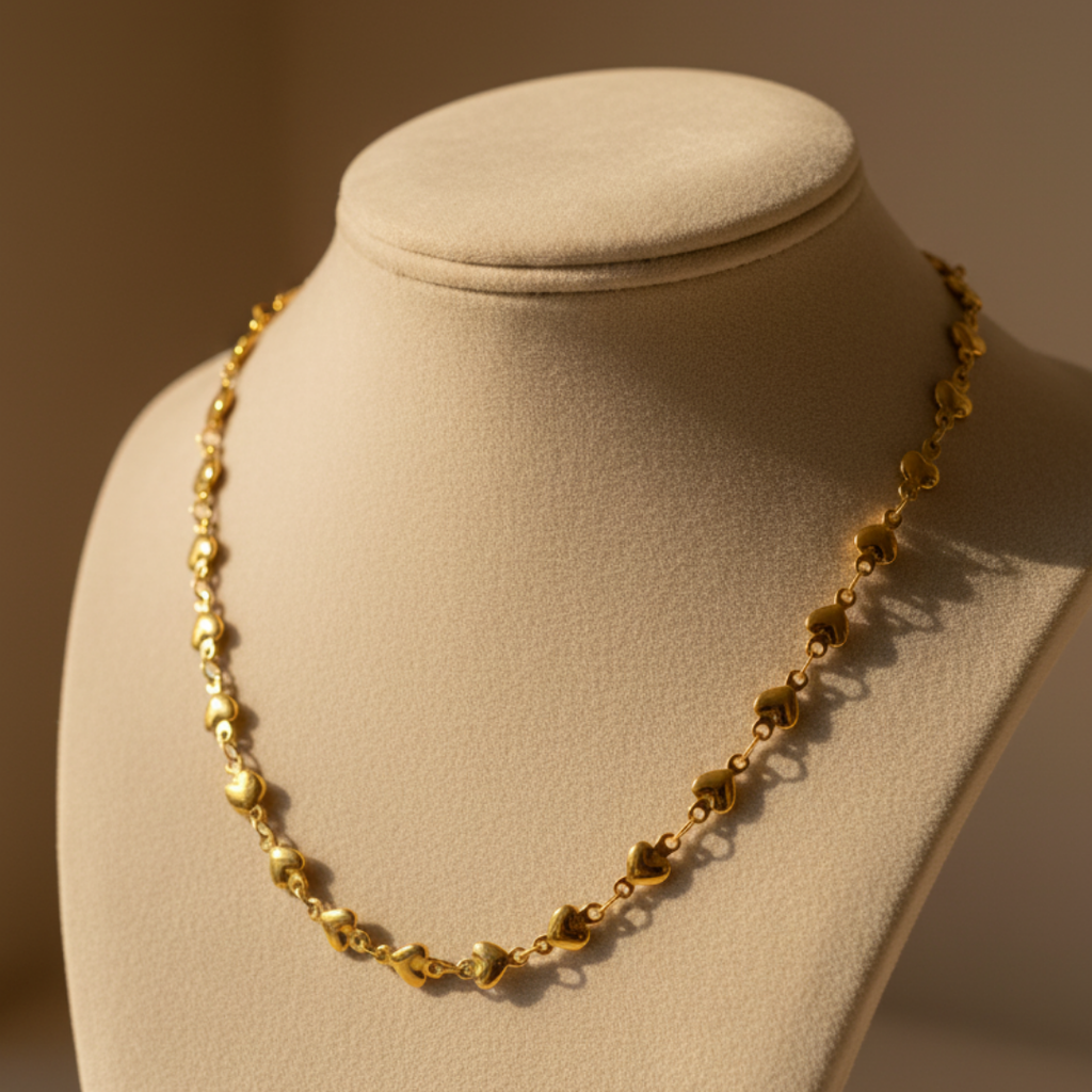 18k Gold-Plated Heart Necklace Chain